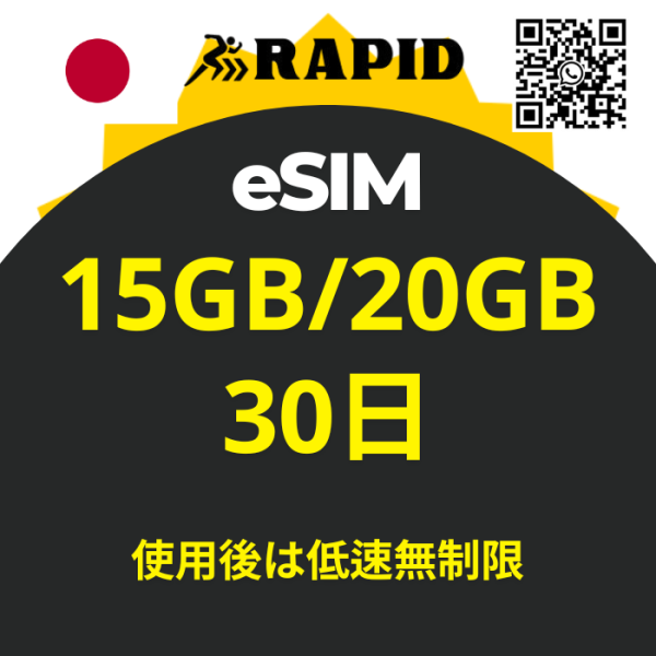 Japan eSIM Unlimited Data - Total 15GB/20GB High Speed Usage